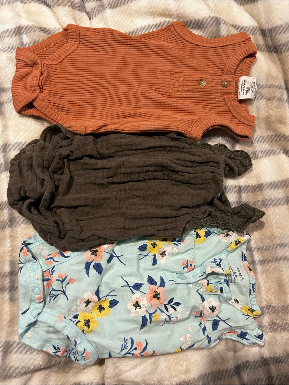Kids Orange Ribbed Sleeveless Bodysuit - Unbranded